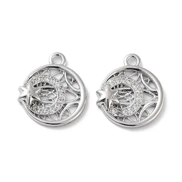 Brass Micro Pave Clear Cubic Zirconia Charms
