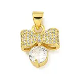 Bowknot Rack Plating Brass Clear Cubic Zirconia Pendants
