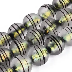 Frosted Handmade Foil Glass Beads Strands