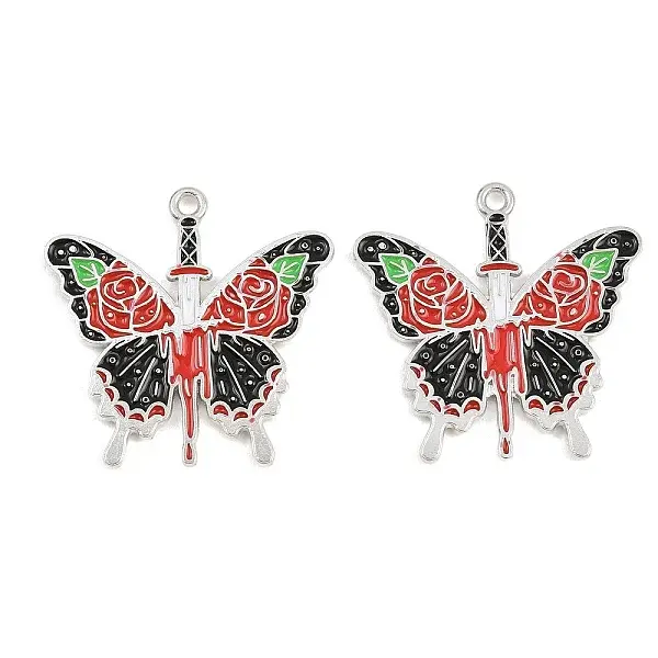 Alloy with Black Enamel Pendants