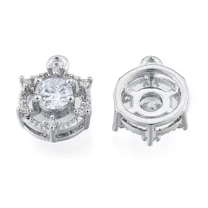 Brass Micro Pave Clear Cubic Zirconia Charms
