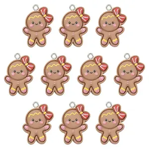 10Pcs Christmas Opaque Resin Pendants
