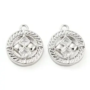 Brass Micro Pave Cubic Zirconia Charms