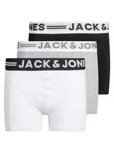 Jack & Jones Junior Nohavičky  sivá melírovaná / čierna / biela
