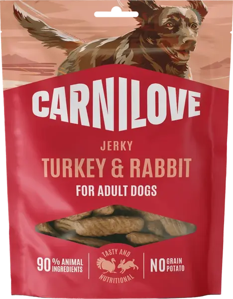 Pamlsek CARNILOVE Jerky pro dospělé psy krůta a králík 100 g