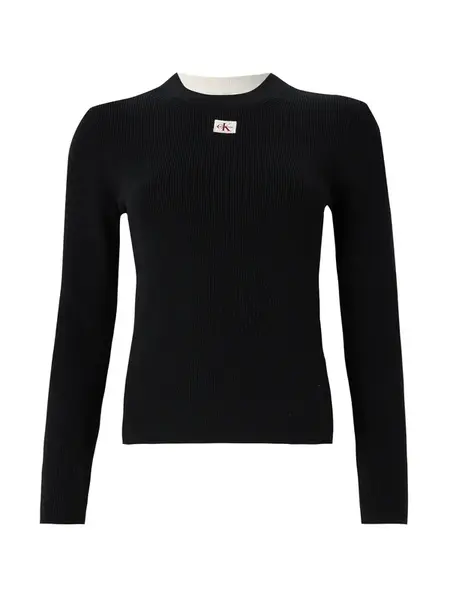 Calvin Klein Jeans Sveter 'Textured Long Sleeve'  čierna