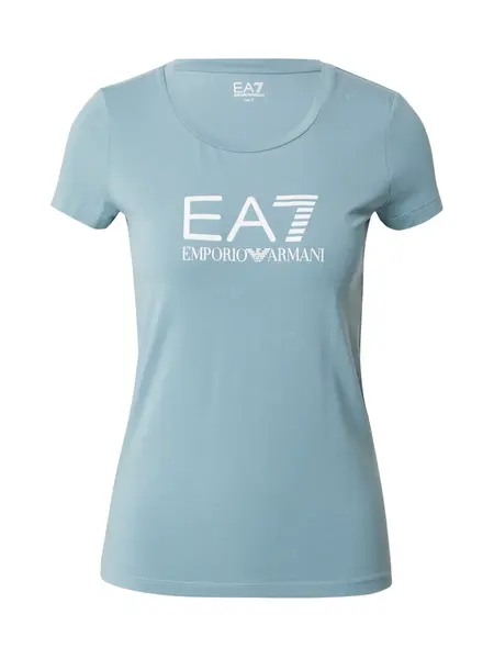 EA7 Emporio Armani Tričko 'Shiny'  modrosivá / biela