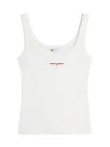 Tommy Jeans Top  červená / biela