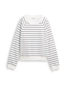TOM TAILOR DENIM Mikina  námornícka modrá / biela