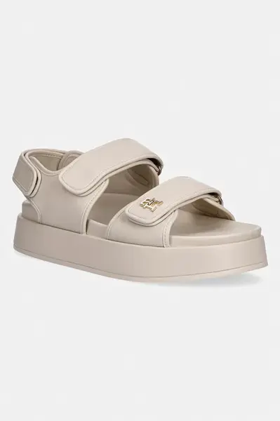 Tommy Hilfiger sandály na platformě dámské kožené LEATHER SPORTY PLATFORM SANDAL