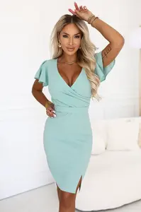 NINA pistáciové midi šaty na zavinování