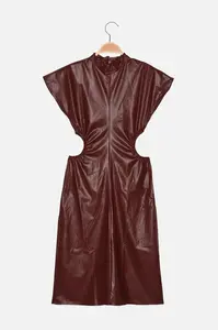 Trendyol Claret Red Cut detailné šaty so stojačikom