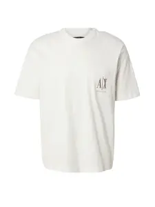 ARMANI EXCHANGE Tričko  tmavobéžová / šedobiela