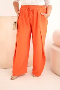 Kesi dámske plus size nohavice s elastickým pásom oranžové