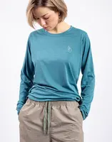 Patagonia W's L/S Cap Cool Daily Graphic Shirt - Waters Swelldrifter: Wetland Blue X-Dye L