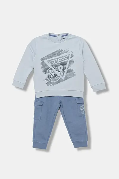 Kojenecká bavlněná tepláková souprava Guess modrá barva, I5BG12 KAD74