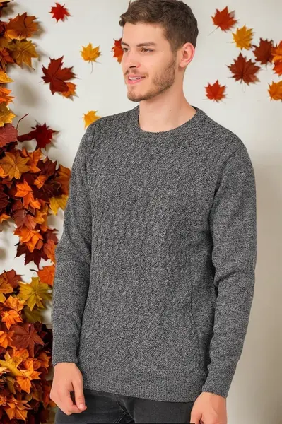 Pánský svetr Dewberry V0214 - Jednobarevný kouřový