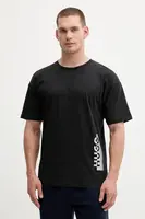 Bavlněné tričko HUGO T-shirt SILVER pánské, černá barva, s potiskem, 50549871