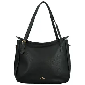 Módní dámská koženková kabelka na rameno Theia, černá