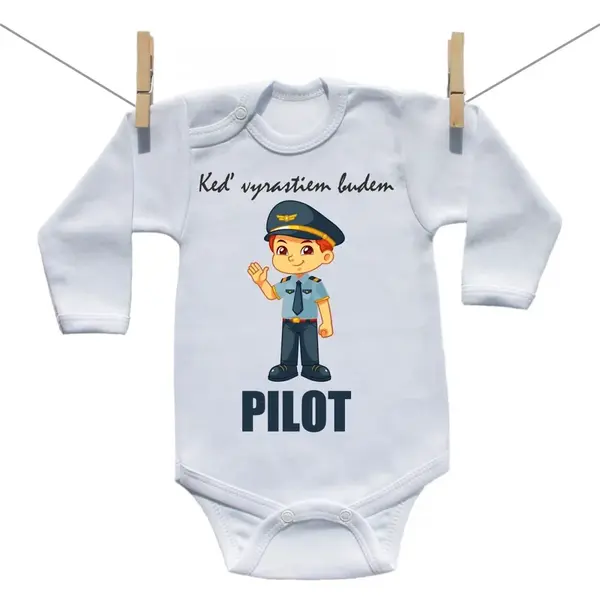 Boodyy Body s dlhým rukávom Keď vyrastiem budem pilot 98 (2-3 roky)