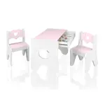 Stolík s 2 stoličkami a priestrannou zásuvkou ružový montessori