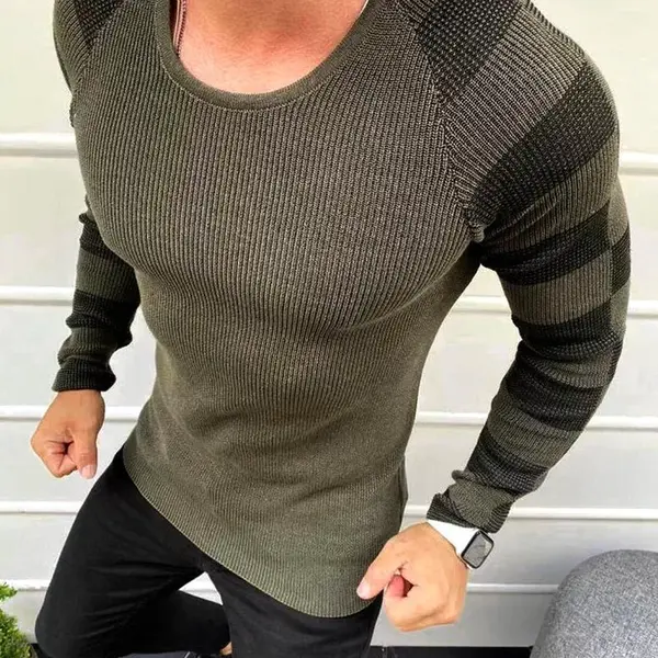 Pánský svetr přes hlavu khaki Dstreet