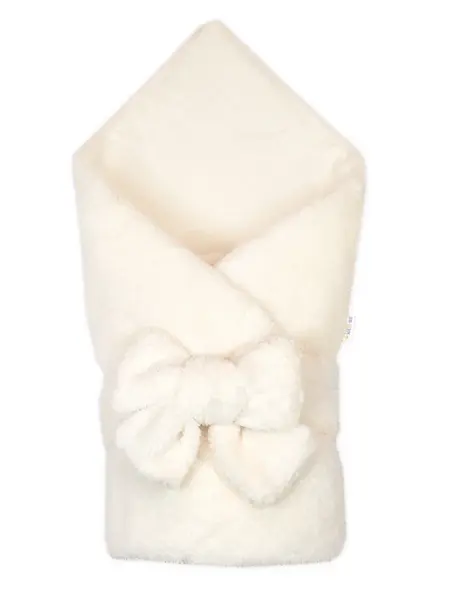 Luxusná obojstranná zavinovačka/deka/podložka so stuhou, smotanová