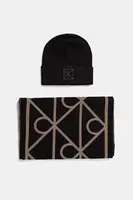 Čepice a šála Calvin Klein černá barva, LV04D0007G