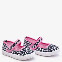 Boto Detské baleríny na suchý zips v Navy-Pink Print Selah