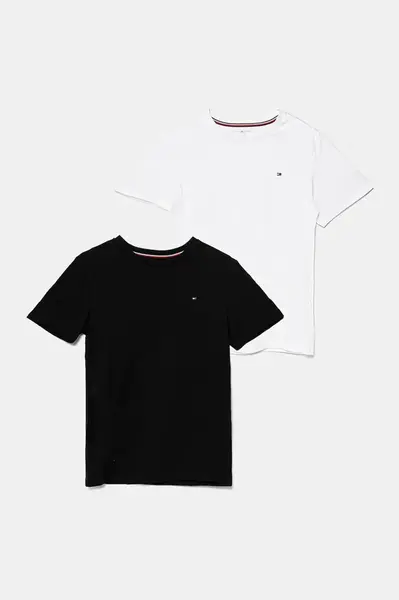 Dětské bavlněné tričko Tommy Hilfiger 2-pack černá barva, UK0UK00073