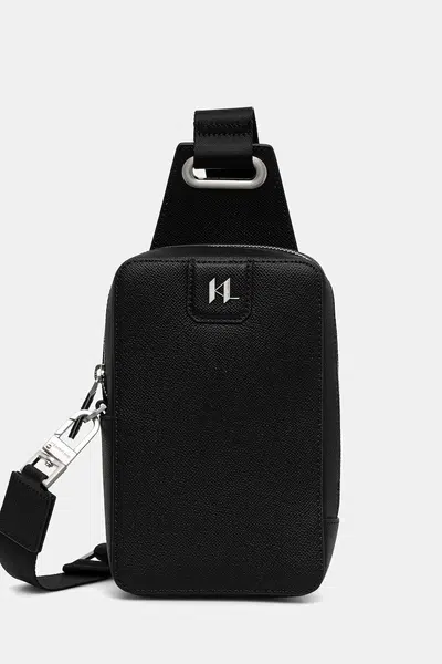 Kožená taška Karl Lagerfeld K/MONOGRAM čierna farba, A3M30158
