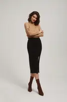 Marisse Black Midi Pencil Skirt With Slit