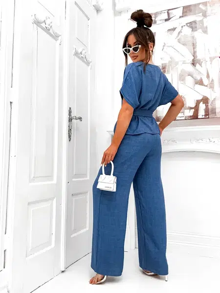 Resti Women's set with a short-sleeve blouse and wide pants