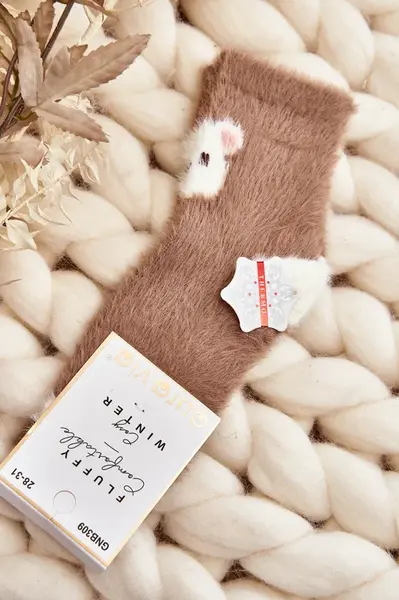 Just Play Dětské plyšové ponožky s medvídkem hnědé