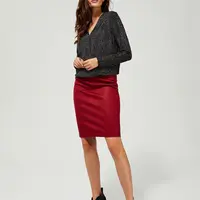 Marisse Pencil Skirt With Zipper L-Sc-3400 D.Red