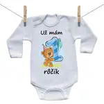 Boodyy Body s dlhým rukávom Už mám 1 rôčik Medvedík Chlapec 86 (12-18 mesiacov)