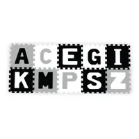 Penové puzzle - Písmená, 10ks, sivá / čierna / biela