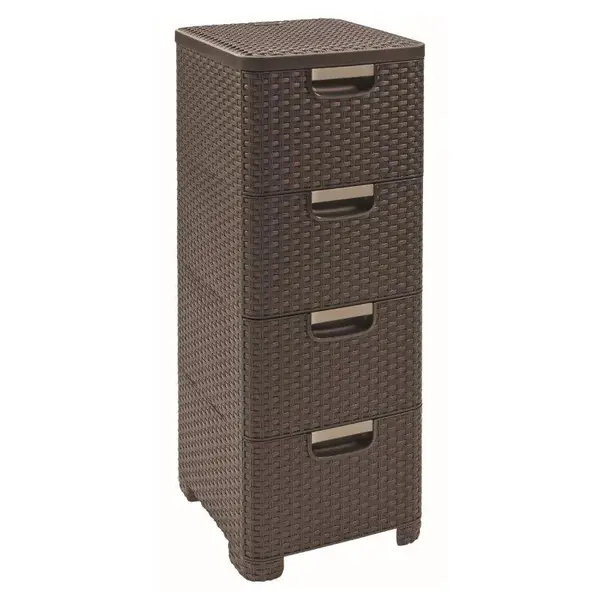 Regál Curver Style 4x14L se zásuvkami tmavě hnědý