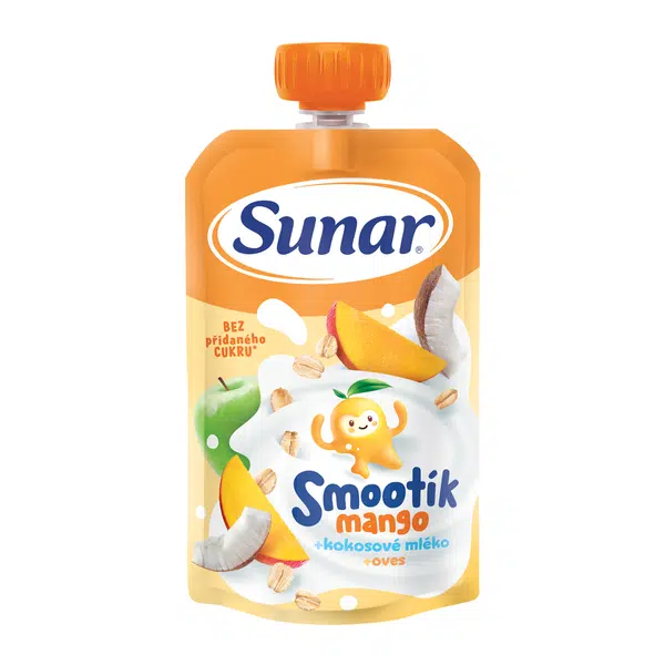 SUNAR Smootík dětská kapsička mango, kokosové mléko, ovesné vločky 12m+ 120 g