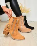Resti Decorated heeled boots in camel Zerta