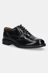 Kožené polobotky Tommy Hilfiger HILFIGER VOGUE LTH A BROGUE SHOE pánské, černá barva, FM0FM05766