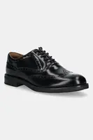 Kožené polobotky Tommy Hilfiger HILFIGER VOGUE LTH A BROGUE SHOE pánské, černá barva, FM0FM05766