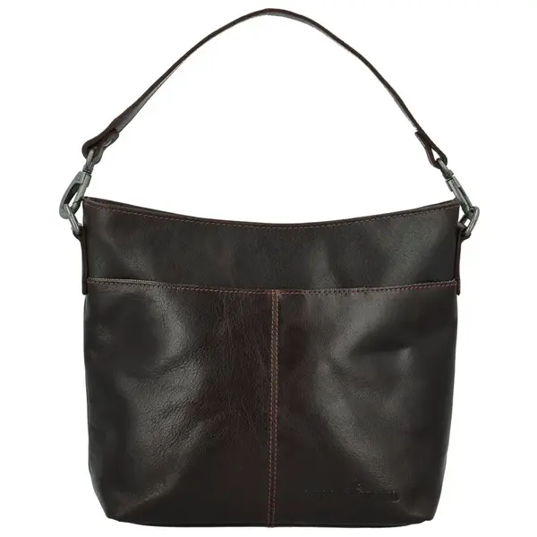 Dámská kožená kabelka na rameno tmavě hnědá - Greenwood Winona