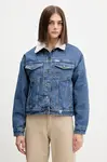 Džínová bunda Guess Jeans modrá barva, přechodná, oversize, W4BN64 D5CC3