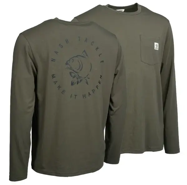 Nash tričko make it happen carp logo long sleeve t-shirt green - m