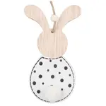 Anděl Zajačik čiernobiely na zavesenie s bodkami 13 cm