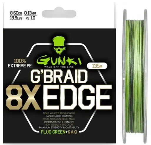 Gunki pletená šnúra g braid 8x edge 135 m - 0,23 mm 18 kg