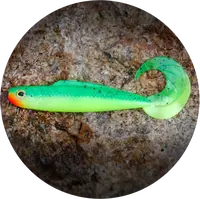 Redbass gumová nástraha twister kixter fluo green rh uv - 12,5 cm 14 g
