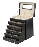 Troli Čierna dizajnová šperkovnica so zrkadielkom