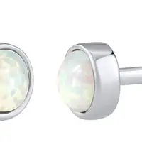 Silvego Strieborné náušnice kôstky s bielym syntetickým opál LPS0933W